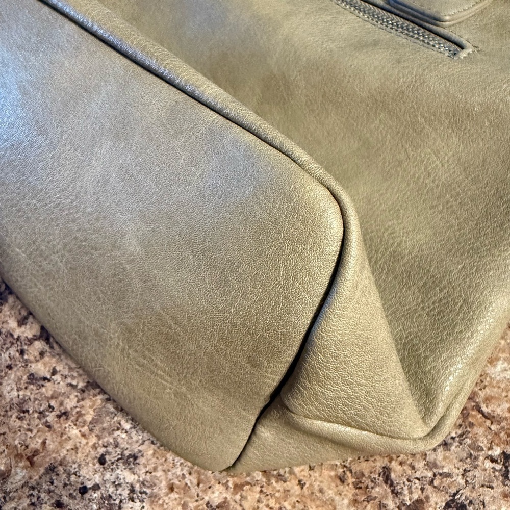 Antik Kraft Shoulder Bag Removable Crossbody Strap Greenish/Tan Studs Zipper - Picture 12 of 16